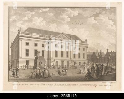 Gezicht op de voorkant van de nieuwe Amsterdamse Schouwburg op het Leidseplein, 1774 Afbeelding van den Nieuwen Amsterdamschen Schouwburg, van vooren (titel op object) View of the front of the september 15, 1774 on insider Amsterdam Theater on the Leidseplein. The Municipal Theater was built in 1772 burned theater to replace the Keizersgracht and burned in 1890 itself af. Manufacturer : printmaker, Noah van der Meer (II) (listed building) in its design: Noah van der Meer (II) (listed on object), publisher: Gerrit Warnars (indicated on object) editor: Peter den Hengst (indicated on object) Plac Stock Photo