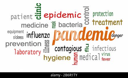 Pandemic word in cloud concept with white background Stock Photo