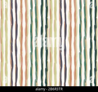 Watercolor vector stripe background. Vertical masculine shirt line seamless pattern. Hand painted wonky striped streak on white backdrop. Preppy Stock Vector
