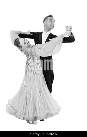 Dance ballroom couple in a dance pose isolated on white background Stock  Photo by ©stetsik 178980852