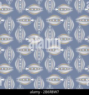 French shabby chic stylized leaf vector texture background. Antique white blue flourish seamless pattern. Hand drawn floral interior wallpaper home Stock Vector