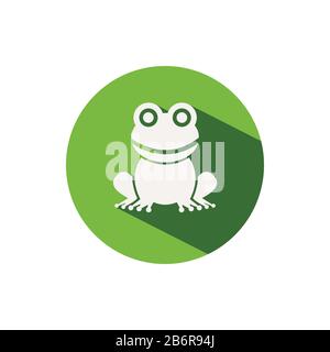 Frog. Icon on a green circle. Animal glyph vector illustration Stock Vector