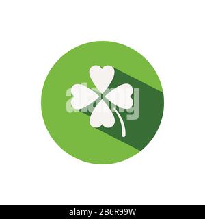 Clover. Icon on a green circle. Spring glyph vector illustration Stock Vector