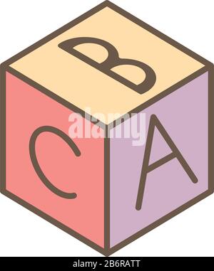 alphabet blocks child toy block style icon Stock Vector