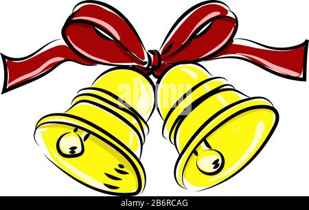 Yellow bells, illustration, vector on white background. Stock Vector