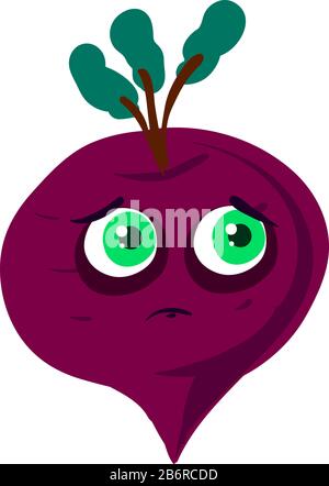 Sad beet, illustration, vector on white background. Stock Vector