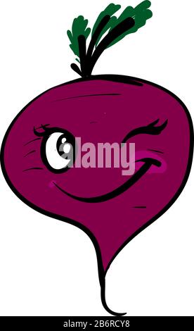 Winking beet, illustration, vector on white background. Stock Vector