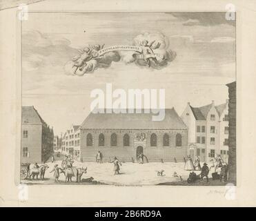 Gezicht op het Sint-Nicolaas Gasthuis te Den Haag St Nicolaas-Gasthuys (titel op object) View of St. Nicholas Hospital in the Hague in the foreground various figuren. Manufacturer : printmaker: anonymous to drawing: Gerrit van Giessen (listed building) publisher: Reinier Boitet (listed building) publisher: Adrianus Douci Pietersz Provider of privilege: unknown (indicated on object) Place manufacture: to order of: The Hague Publisher: Delft Publisher: Amsterdam Date: 1730 - 1736 Material: paper Technique: etching / engra (printing process) Measurements: plate edge: h 276 mm × W 350 mmToelichtin Stock Photo