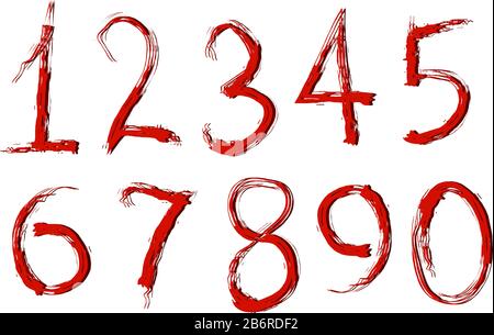 Bloody numbers, illustration, vector on white background. Stock Vector