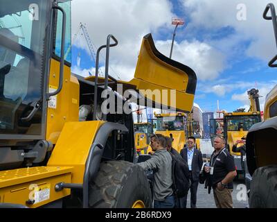 Las Vegas, USA. 11th Mar, 2020. People view construction equipment of China's XCMG at CONEXPO-CON/AGG in Las Vegas, the United States, on March 11, 2020. Top brands of Chinese construction equipment enterprises have stolen the show at North America's largest construction trade exhibition being held in Las Vegas from Tuesday to Saturday. Credit: Huang Heng/Xinhua/Alamy Live News Stock Photo