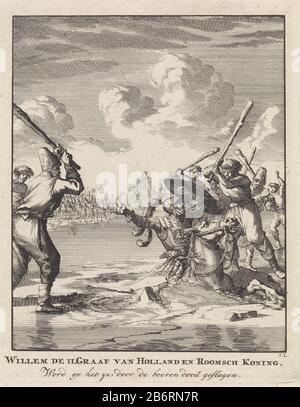 Graaf Willem Ii Zakt Bij Hoogwoud Door Het Ijs 1256 Willem De Ii Graaf Van Holland En Roomsch Koning Word Op Het Ys Door De Boeren Dood Geslagen Titel Op Object Count