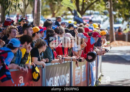 Melbourne, Australia. 12th March, 2020. Fans before the 2020 Formula 1 Australian Grand Prix Credit: Chris Putnam/ZUMA Wire/Alamy Live News Stock Photo