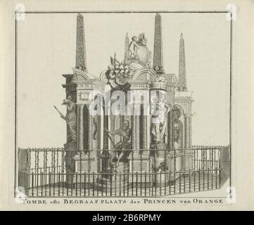 Graftombe van Willem I, prins van Oranje, 1623 Tombe ofte Begraaf Plaats der Princen van Orange (titel op object) tomb of tomb of William I in the Nieuwe Kerk in Delft, completed in 1623. Seen from the front with the image of the seated prins. Manufacturer : printmaker: anonymous place manufacture: Netherlands Date: 1700 - 1799 Physical characteristics: etching material: paper Technique: etching dimensions: plate edge: h 155 mm × W 175 mmToelichtingDe here mentioned title refers to the highest obtained title of the subject, not necessarily to the title that carries the portrayed on this perfor Stock Photo