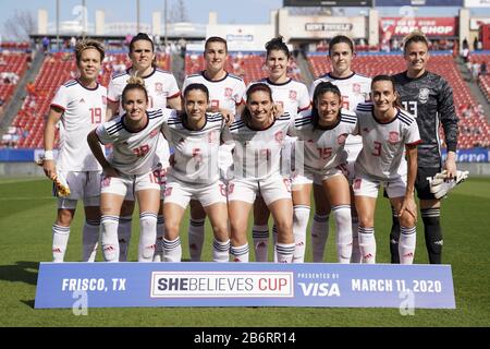 FRISCO. USA. MAR 11: Spanish team pose for photo before the 2020 SheBelieves Cup Women's International friendly football match between England Women vs Spain Women at Toyota Stadium in Frisco, Texas, USA. ***No commericial use*** (Photo by Daniela Porcelli/SPP) Stock Photo