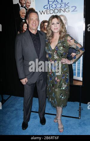 ***FILE PHOTO*** Tom Hanks and Rita Wilson Test Positive For Coronavirus*** NEW YORK, NY - MARCH 15: Tom Hanks and Rita Wilson at the 'My Big Fat Greek Wedding 2' New York premiere at AMC Loews Lincoln Square 13 theater on March 15, 2016 in New York City. Credit: Diego Corredor/MediaPunch Stock Photo
