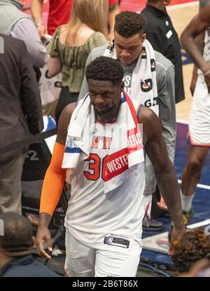 New York Knicks forward Julius Randle (30) leaves the court following the game against the Washington Wizards at the Capital One Arena in Washington, DC on March 10, 2020. The Wizards won the game 122-115.Credit: Ron Sachs/CNP (RESTRICTION: NO New York or New Jersey Newspapers or newspapers within a 75 mile radius of New York City) | usage worldwide Stock Photo