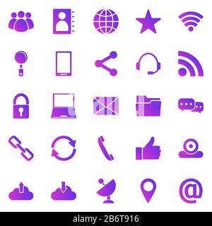 Communication gradient icons on white background, stock vector Stock Vector