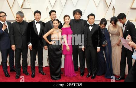 92nd Academy Awards (Oscars 2020) - Arrivals held at the Dolby Theatre in Los Angeles, California. Featuring: Ha-jun Lee, Yang-kwon Moon, Kang-ho Song, Yeo-jeong Jo, Sun-kyun Lee, and Bong Joon Ho, Kwak Sin-ae, Han Jin-won, Lee Sun-kyun, Cho Yeo-jeong, Choi Woo-shik, Park So-dam Where: Los Angeles, California, United States When: 09 Feb 2020 Credit: Adriana M. Barraza/WENN Stock Photo