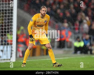 Anfield, Liverpool, Merseyside, UK. 11th Mar, 2020. UEFA Champions League, Liverpool versus Atletico Madrid; Atletico Madrid goalkeeper Jan Oblak Credit: Action Plus Sports/Alamy Live News Stock Photo