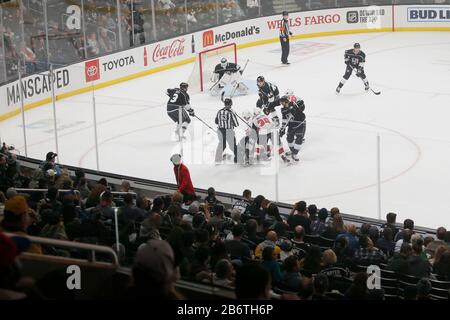 Los Angeles, California, USA. 11th Mar, 2020. People watch during a 2019-2020 NHL hockey game between Los Angeles Kings and Ottawa Senators in Los Angeles, on March 11, 2010. Credit: Ringo Chiu/ZUMA Wire/Alamy Live News Stock Photo