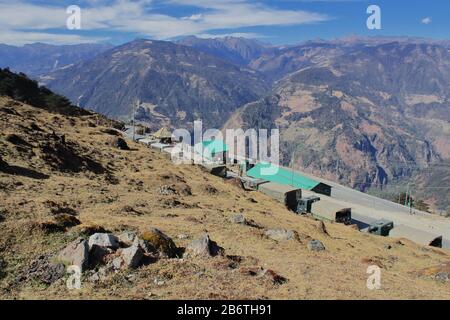 indian army post at jaswantgarh near tawang in arunachal pradesh, north east india Stock Photo