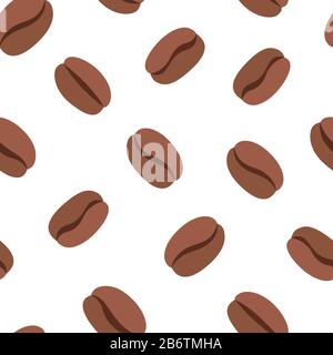 Simple coffee bean silhouette seamless pattern. Vector illustration for fashion, scrapbook, surface design Stock Vector