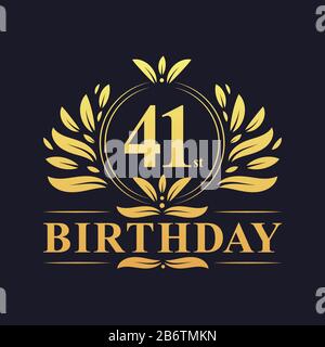 40th Birthday Design, luxurious golden color 40 years Birthday celebration. Stock Vector