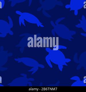 Turtle seamless pattern. Turtle silhouette vector background. For print, textile, web, home decor, fashion, surface, graphic design Stock Vector