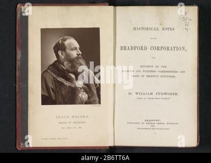 Historical notes on the Bradford corporation with record of the lighting and watching commissioners and board of highway surveyors (titel op object) Historical notes on the Bradford corporation with record of the lighting and watching commissioners and board of highway surveyors (title object) Object Type: Book Item number: RP-F 2001-7-324 Inscriptions / Brands: inscription, recto, stamped, 'Boddy's book shop 165 Linthorpe Road Middlesbrough'Vervaardiging Dating: 1881 Material: paper carton linens Techniek print / woodburytype / lithography (technique) / etching dimensions: h 223 mm × W 150 mm Stock Photo