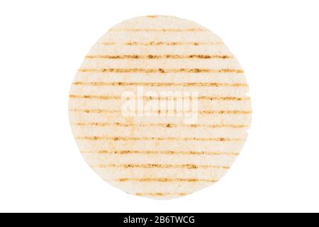 Corn grilled tortilla isolated on a white background. Corn handmade tortillas isolated over white with clipping path. Stock Photo