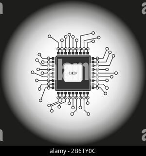 Chip icon. Chip of an electronic device. Simple flat design Stock Vector