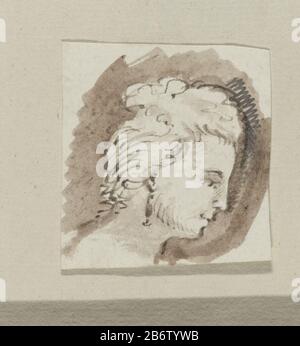 Hoofd van een vrouw en profil Head of a woman in profile object type: Drawing Object number: RP-T 1981-260 Manufacturer : artist: anonymous place manufacture: Netherlands Date: ca. 1700 - ca. 1799 Physical features: pen in brown and brush in brown material: paper ink Technique: pen / brush dimensions: 50 mm × h b 47 mm Stock Photo