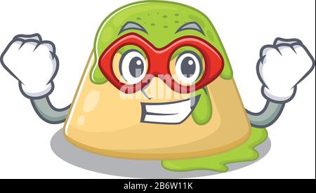 A picture of pudding green tea in a Super hero cartoon character Stock Vector