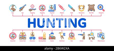 Hunting Equipment Minimal Infographic Banner Vector Stock Vector Image ...