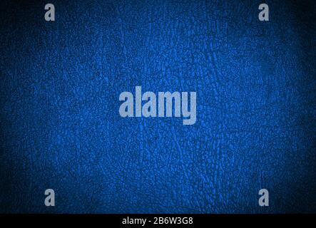 The texture of blue leather. Trend color 2020 year - blue. Stock Photo