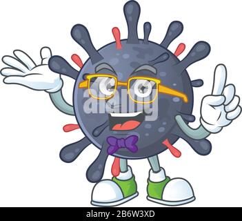 Super Funny coronavirus epidemic in nerd mascot design style Stock Vector