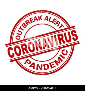 Coronavirus stamp. Red logo pandemic. Cornavirus covid19 alert. flat design Stock Vector