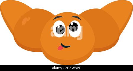 Crazy croissant, illustration, vector on white background. Stock Vector
