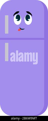 Purple fridge, illustration, vector on white background. Stock Vector
