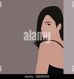 Girl on the wall, illustration, vector on white background. Stock Vector