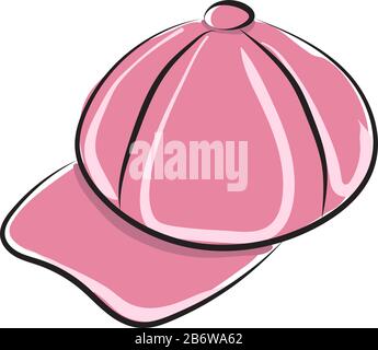 Pink cap, illustration, vector on white background. Stock Vector