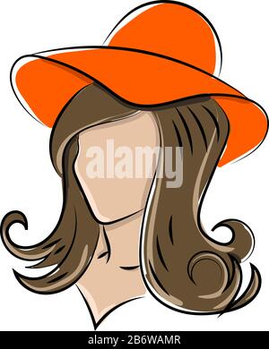 Girl with red hat, illustration, vector on white background. Stock Vector