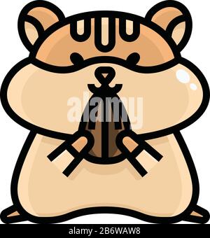 Chimpmunk with nut, illustration, vector on white background. Stock Vector