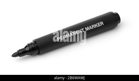 Open permanent black marker isolated on white Stock Photo