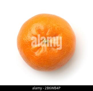 Top view of fresh ripe mandarin fruit isolated on white Stock Photo