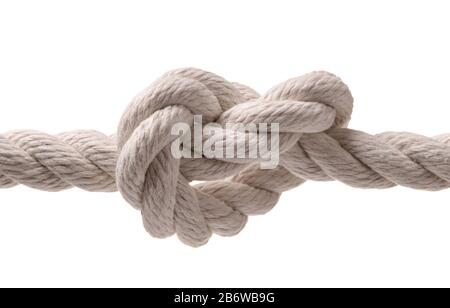 Rope with knot isolated on white Stock Photo