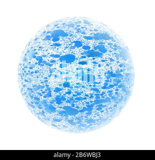 Blue Particles Flowing Inside A Sphere Isolated On White Background