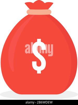 red simple money bag icon isolated on white Stock Vector