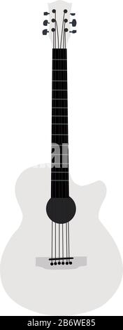 White guitar, illustration, vector on white background. Stock Vector