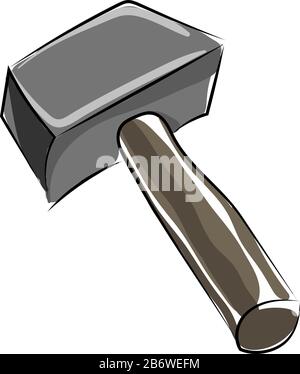 Heavy hammer, illustration, vector on white background. Stock Vector